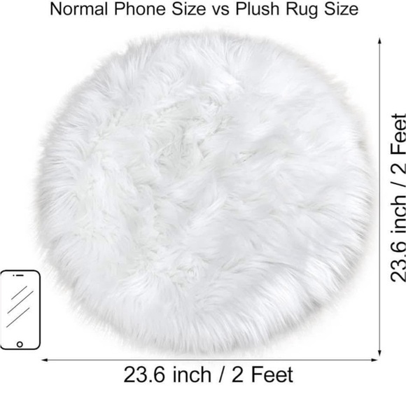Fluffy White Round Faux Fur Rug - Picture 2 of 7